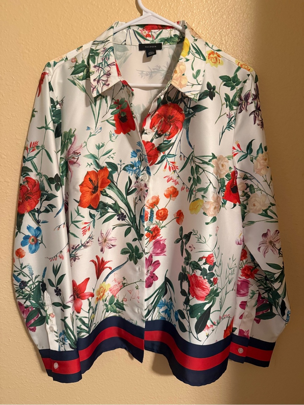 Halogen Floral button down shirt